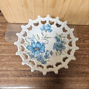 Vintage Inarco Pedestal Handpainted Porcelain Dessert Serving Plate